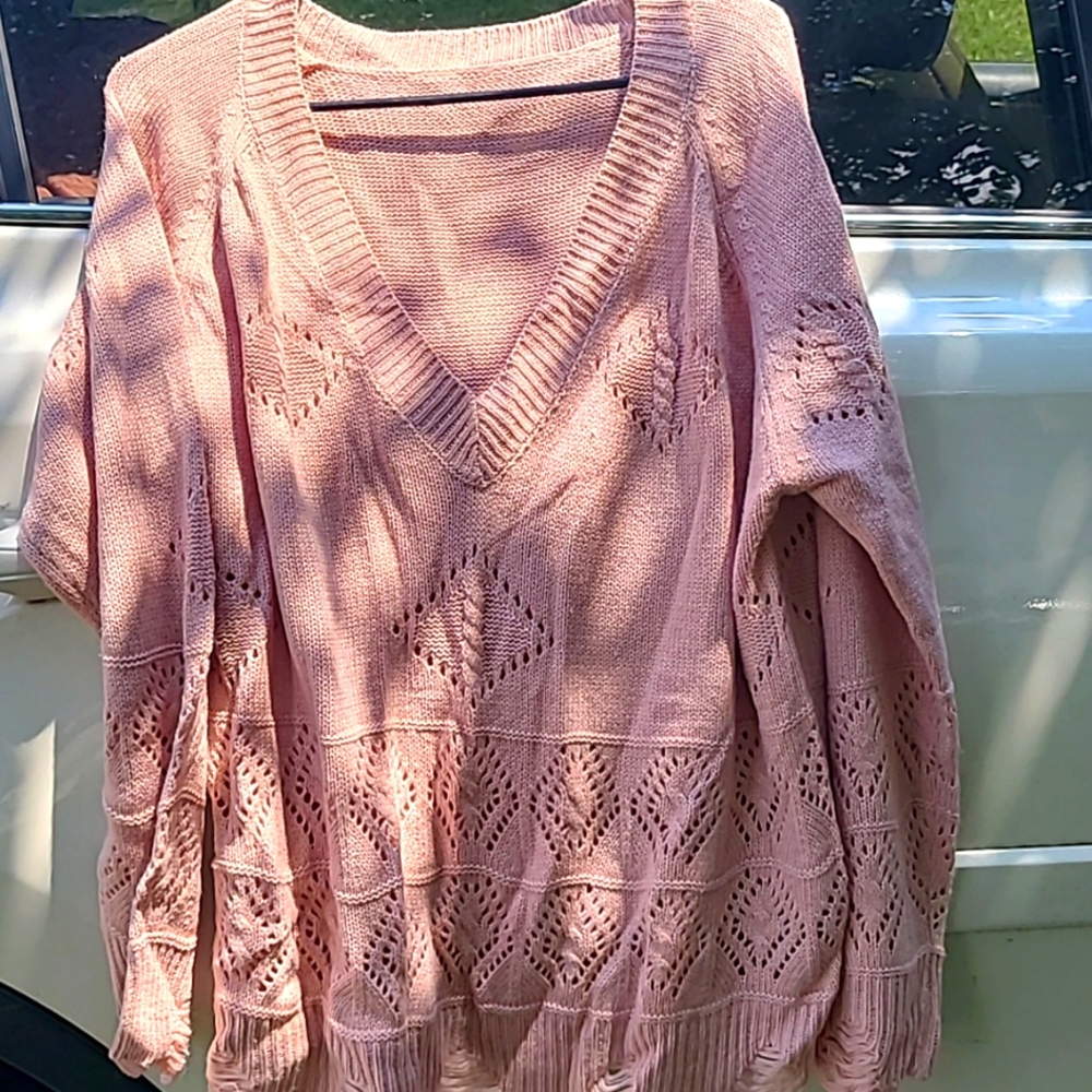 Pink v-neck sweater